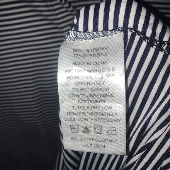 FOOTJOY Size Large Mens Performance Polo Shirt White Blue Striped Stretchy - Picture 4 of 10